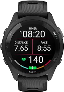 Garmin Forerunner 265 Running Smartwatch, Colorful AMOLED Display, Training Metrics and Recovery Insights, Black and Powder Gray