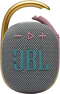 JBL Clip 4 - Portable Mini Bluetooth Speaker, big audio and punchy bass, integrated carabiner, IP67 waterproof and dustproof, 10 hours of playtime, speaker for home, outdoor and travel (Grey)