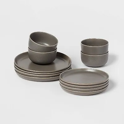 12pc Stoneware Tilley Dinnerware Set Bronze - Threshold